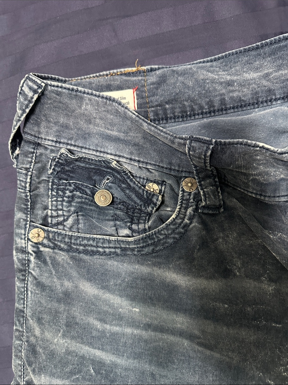 True religion Men's Washed Black Jeans - Classic Casual Fit - Picture 4 of 9